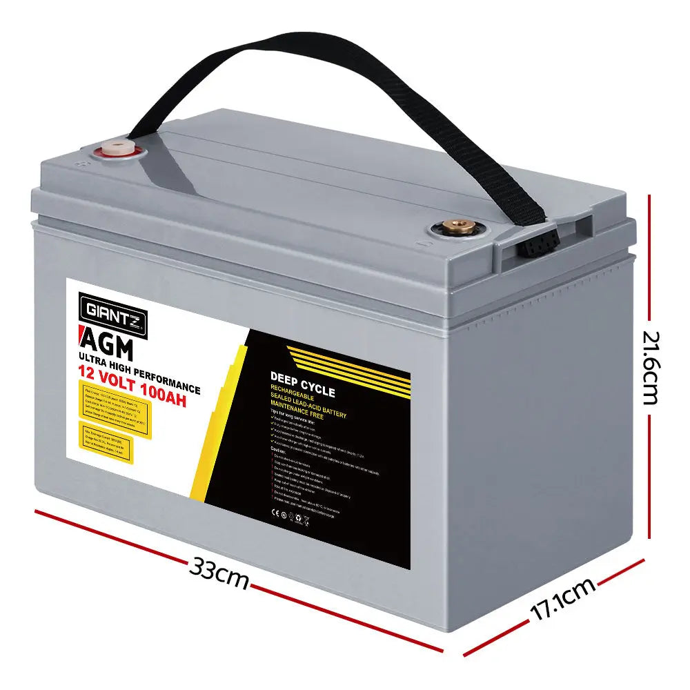 Giantz AGM Deep Cycle Battery 12V 100Ah x2 Box Portable Solar Caravan Camping from Deals499 at Deals499