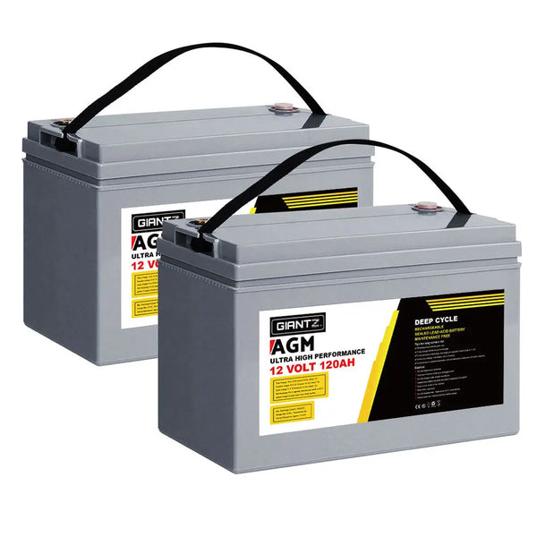 Giantz AGM Deep Cycle Battery 12V 120Ah x2 Box Portable Solar Caravan Camping from Deals499 at Deals499