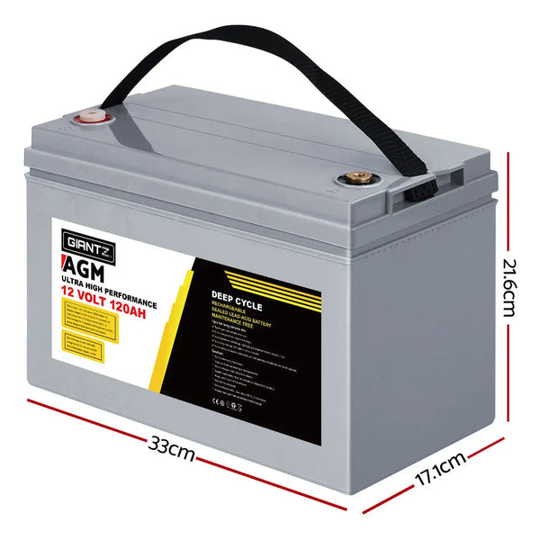 Giantz AGM Deep Cycle Battery 12V 120Ah x2 Box Portable Solar Caravan Camping from Deals499 at Deals499