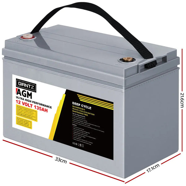 Giantz AGM Deep Cycle Battery 12V 135Ah Box Portable Solar Caravan Camping from Deals499 at Deals499