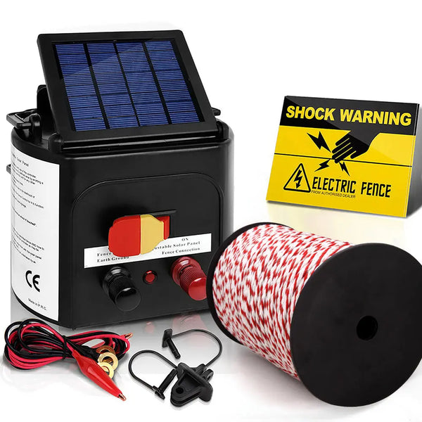 Giantz Electric Fence Energiser 5km Solar Powered Charger + 500m Rope Deals499
