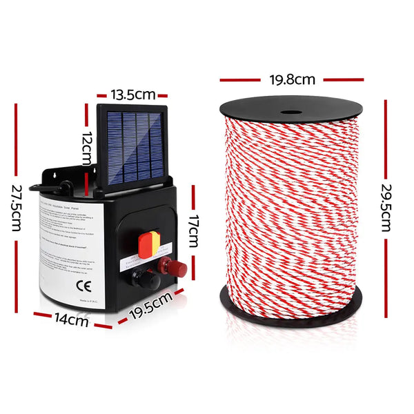 Giantz Electric Fence Energiser 5km Solar Powered Charger + 500m Rope Deals499