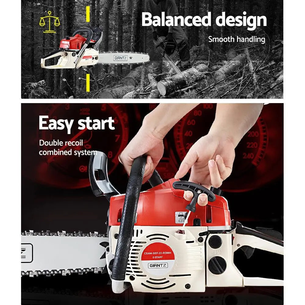 Giantz Petrol Chainsaw Commercial E-Start 18'' Deals499