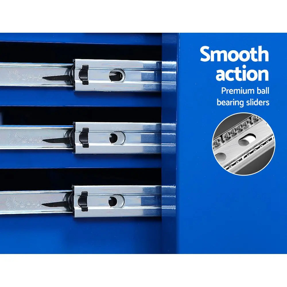 Giantz Tool Chest and Trolley Box Cabinet 16 Drawers Cart Garage Storage Blue Deals499