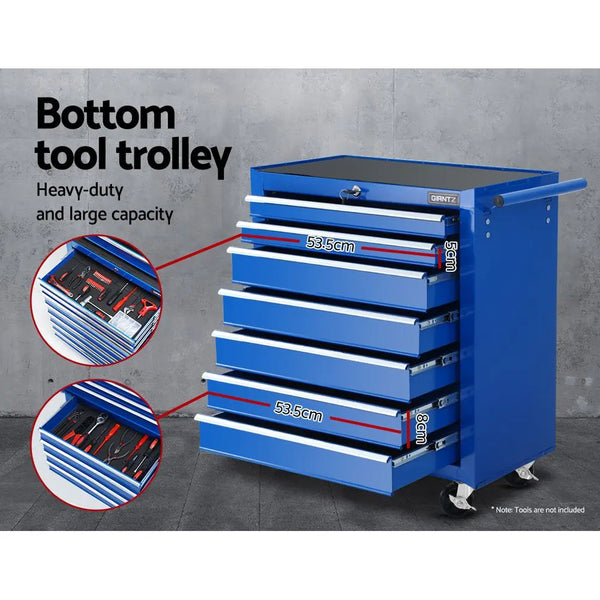 Giantz Tool Chest and Trolley Box Cabinet 16 Drawers Cart Garage Storage Blue Deals499