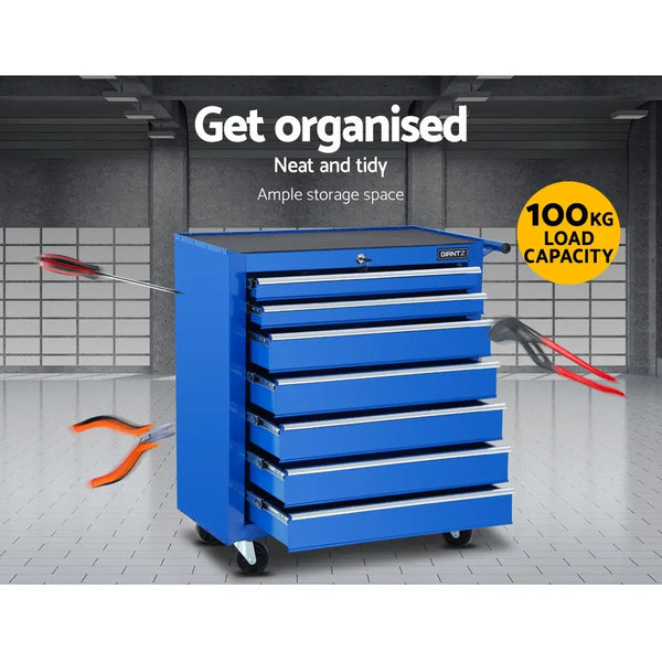 Giantz Tool Chest and Trolley Box Cabinet 7 Drawers Cart Garage Storage Blue Deals499