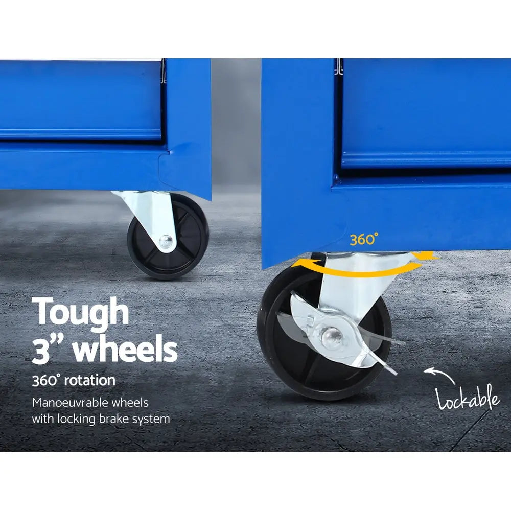 Giantz Tool Chest and Trolley Box Cabinet 7 Drawers Cart Garage Storage Blue Deals499