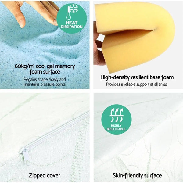 Giselle Bedding 2X Memory Foam Wedge Pillow Neck Back Support with Cover Waterproof Bamboo Giselle