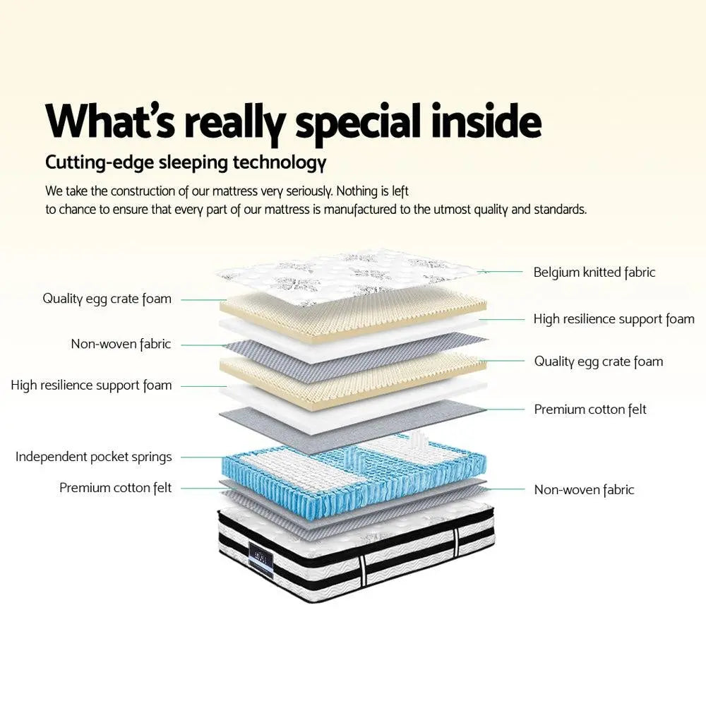Giselle Bedding Algarve Euro Top Pocket Spring Mattress 34cm Thick Single Giselle