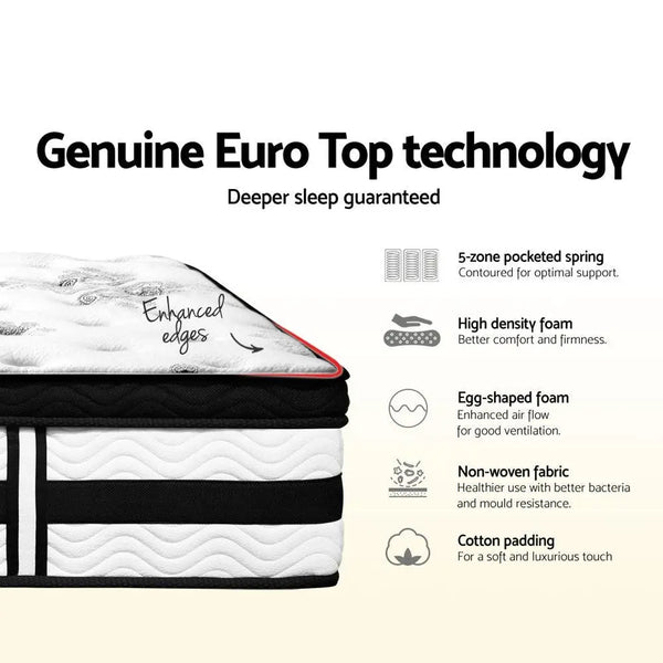 Giselle Bedding Algarve Euro Top Pocket Spring Mattress 34cm Thick Single Giselle