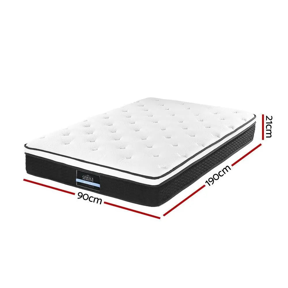 Giselle Bedding Bonita Euro Top Bonnell Spring Mattress 21cm Thick Single Giselle