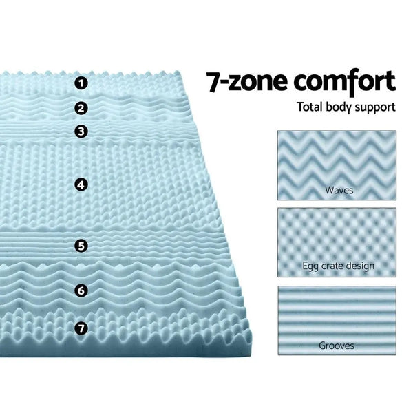 Giselle Bedding Cool Gel 7-zone Memory Foam Mattress Topper w/Bamboo Cover 5cm - King Giselle