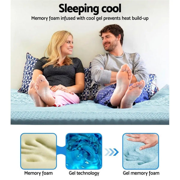 Giselle Bedding Cool Gel 7-zone Memory Foam Mattress Topper w/Bamboo Cover 5cm - King Giselle