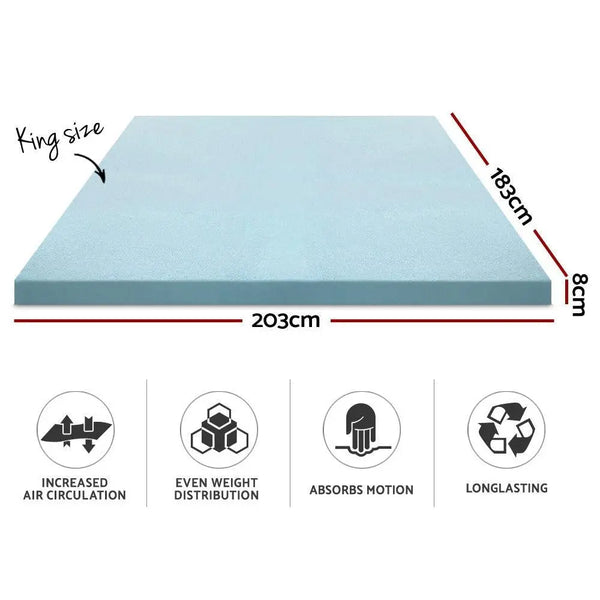 Giselle Bedding Cool Gel Memory Foam Mattress Topper w/Bamboo Cover 8cm - King Giselle