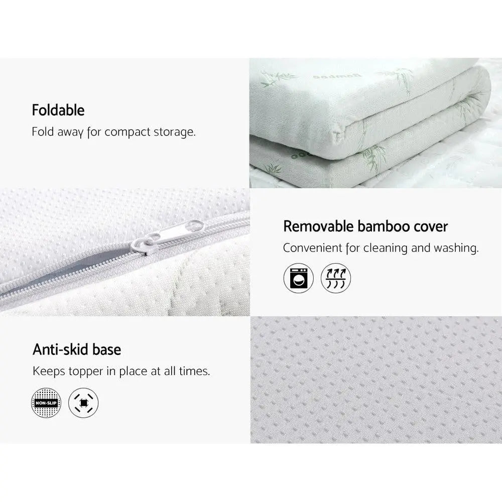 Giselle Bedding Cool Gel Memory Foam Mattress Topper w/Bamboo Cover 8cm - King Giselle