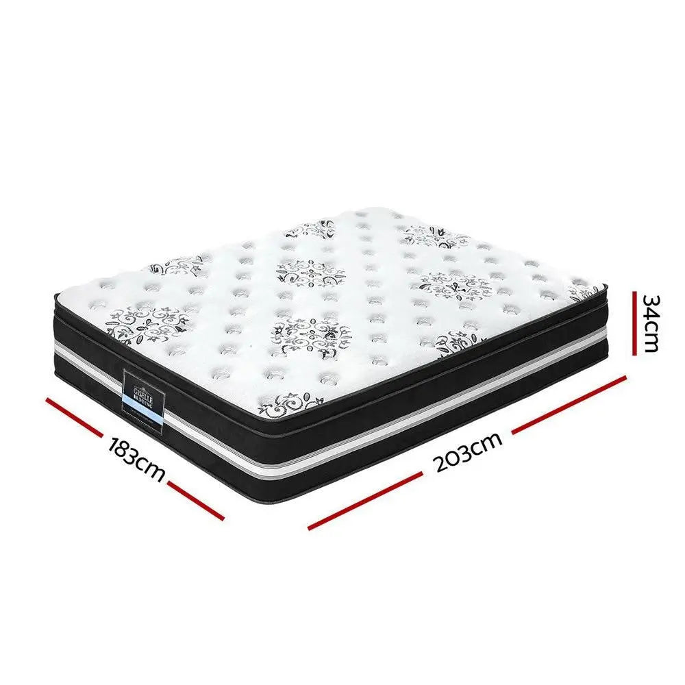 Giselle Bedding Donegal Euro Top Cool Gel Pocket Spring Mattress 34cm Thick King Giselle