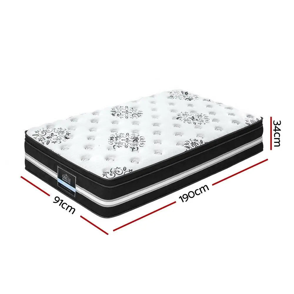 Giselle Bedding Donegal Euro Top Cool Gel Pocket Spring Mattress 34cm Thick Single Giselle