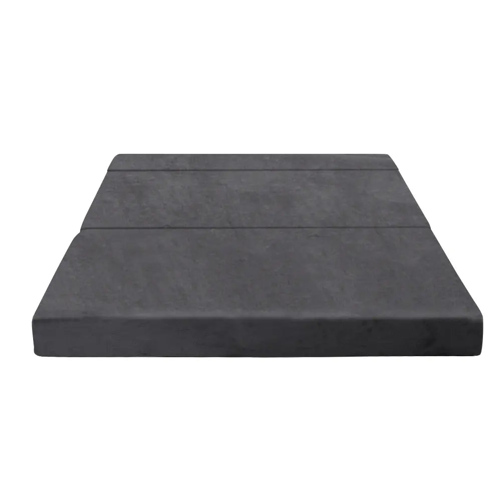 Giselle Bedding Double Size Folding Foam Mattress Portable Bed Mat Velvet Dark Grey Giselle