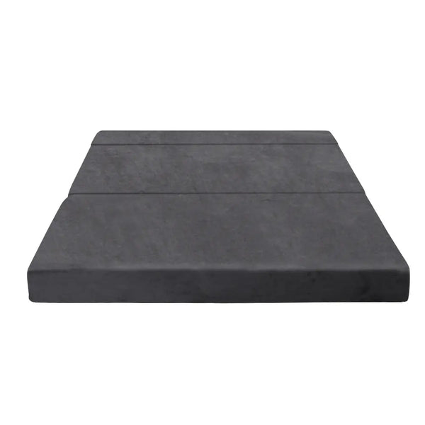 Giselle Bedding Double Size Folding Foam Mattress Portable Bed Mat Velvet Dark Grey Giselle