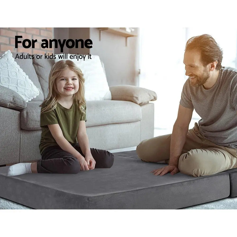 Giselle Bedding Double Size Folding Foam Mattress Portable Bed Mat Velvet Dark Grey Giselle