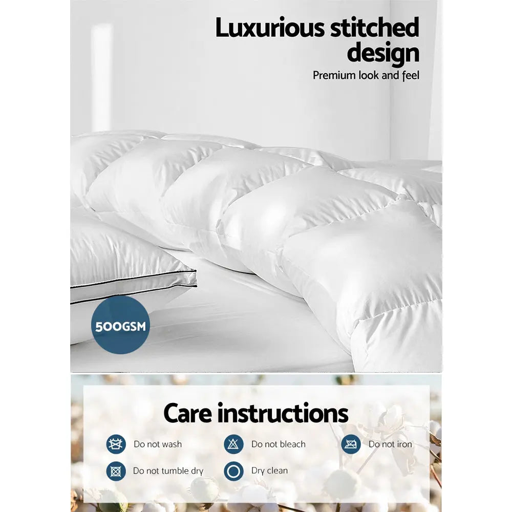Giselle Bedding Duck Down Feather Quilt 500GSM King Size from Deals499 at Deals499