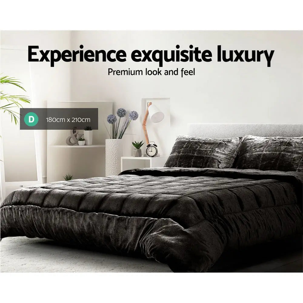 Giselle Bedding Faux Mink Quilt Double Size Charcoal from Deals499 at Deals499