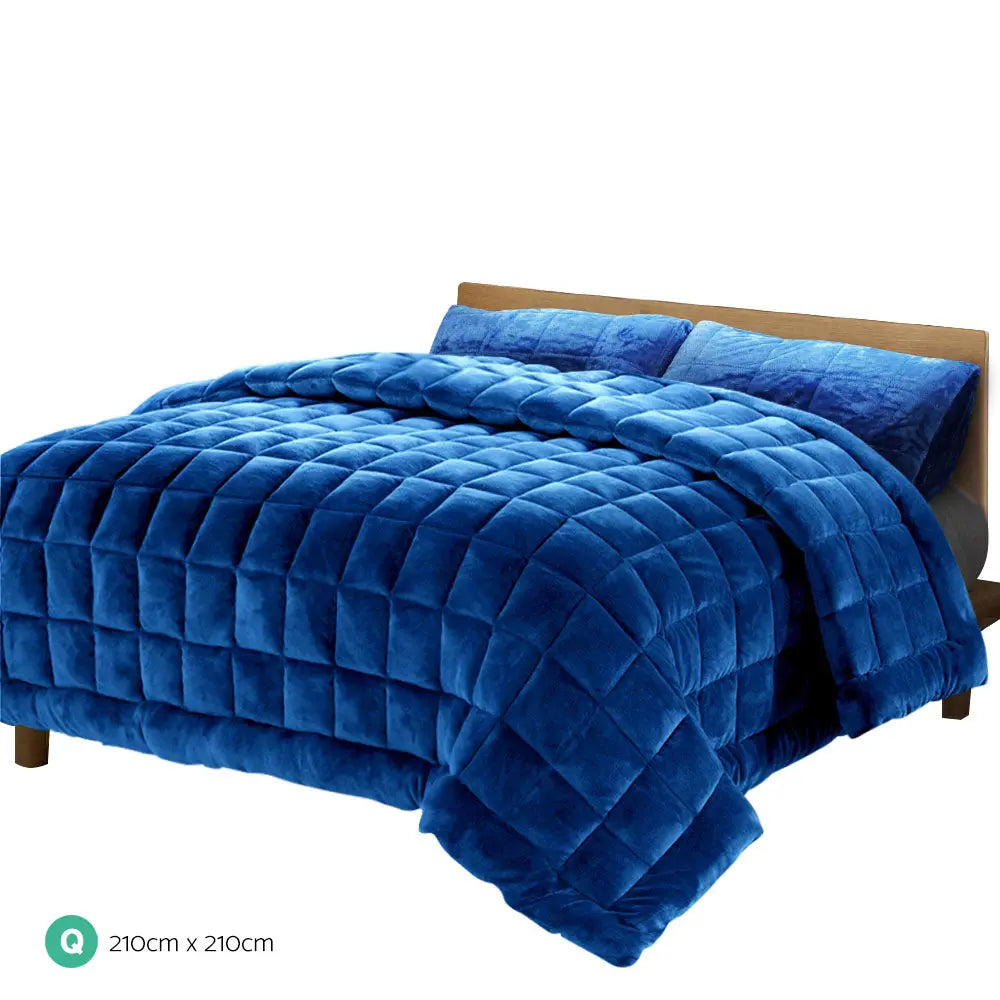 Giselle Bedding Faux Mink Quilt Queen Size Navy from Deals499 at Deals499