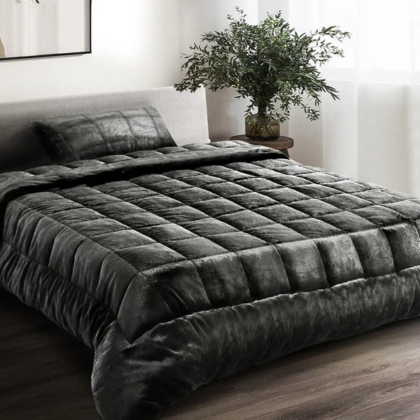 Giselle Bedding Faux Mink Quilt Single Size Charcoal Deals499