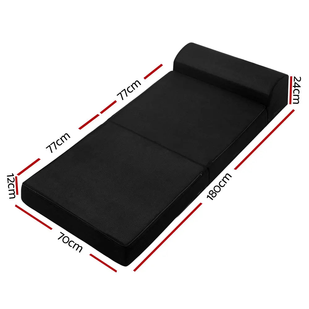 Giselle Bedding Folding Foam Mattress Portable Single Sofa Bed Mat Air Mesh Fabric Black Giselle