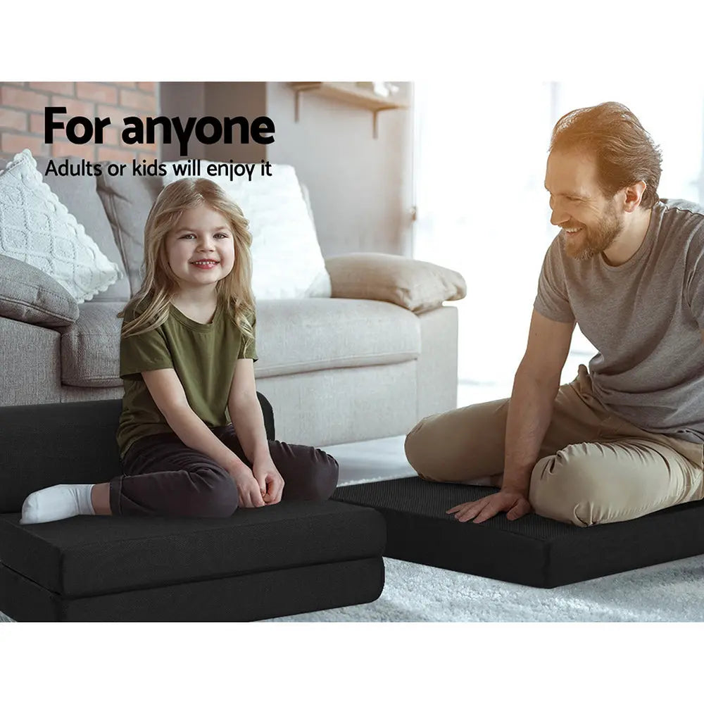 Giselle Bedding Folding Foam Mattress Portable Single Sofa Bed Mat Air Mesh Fabric Black Giselle