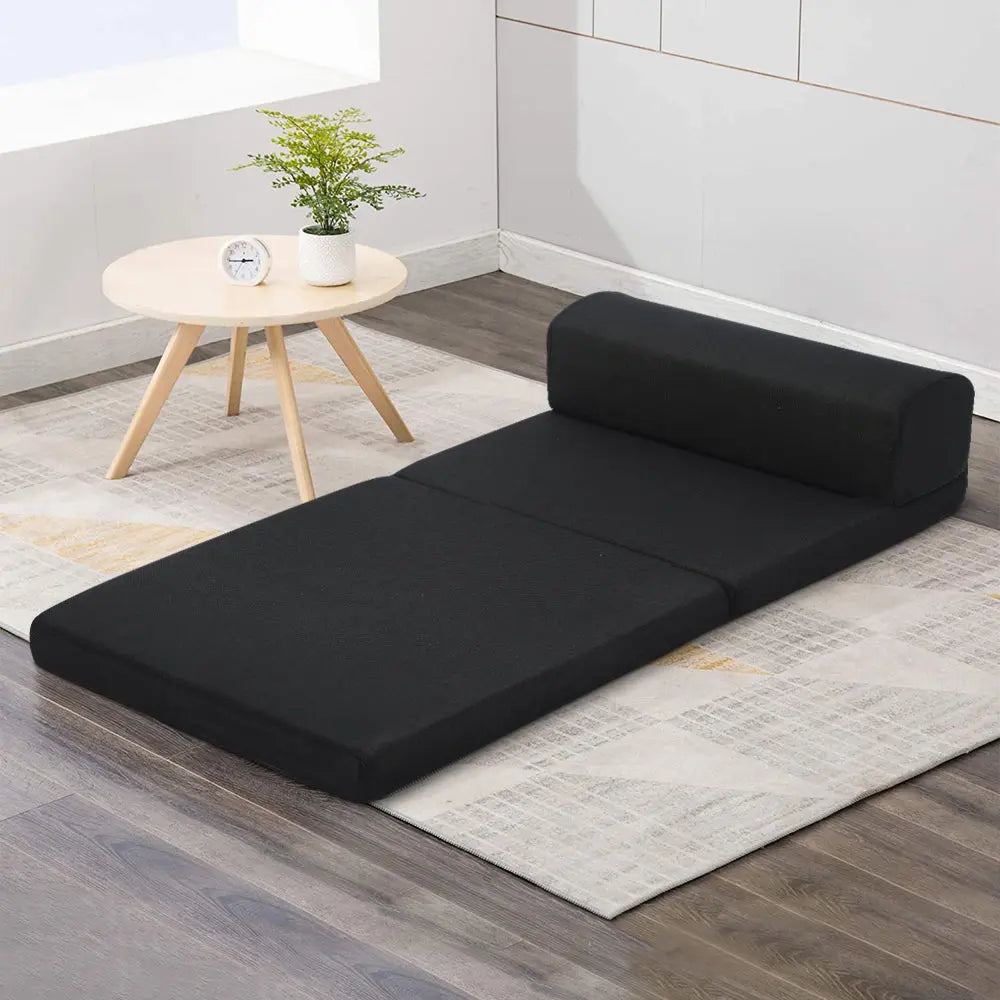 Giselle Bedding Folding Foam Mattress Portable Single Sofa Bed Mat Air Mesh Fabric Black Giselle