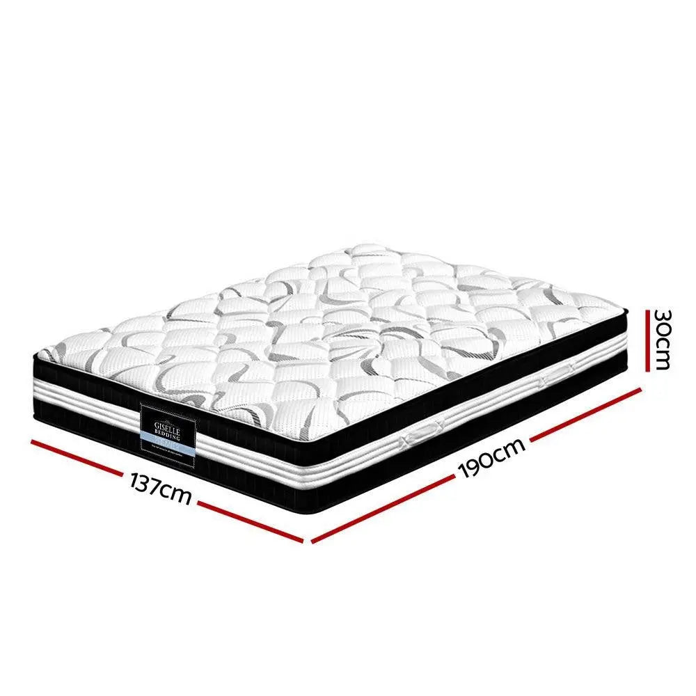 Giselle Bedding Mykonos Euro Top Pocket Spring Mattress 30cm Thick Double Giselle