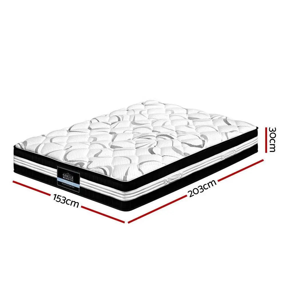 Giselle Bedding Mykonos Euro Top Pocket Spring Mattress 30cm Thick Queen Giselle
