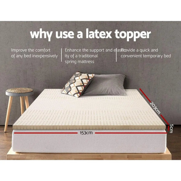 Giselle Bedding Pure Natural Latex Mattress Topper 7 Zone 5cm Queen Giselle