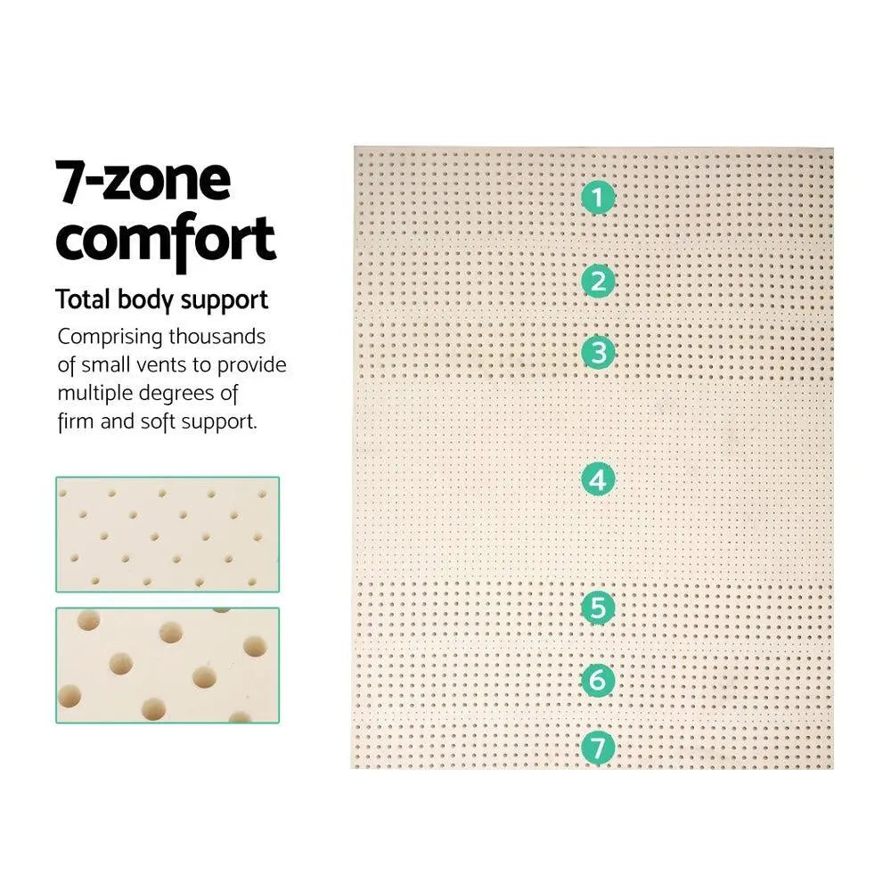 Giselle Bedding Pure Natural Latex Mattress Topper 7 Zone 5cm Queen Giselle