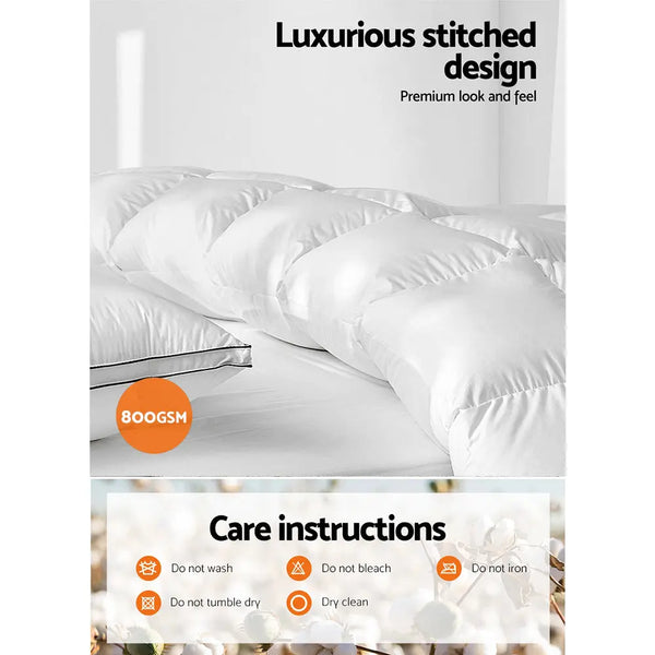 Giselle Bedding Queen Size 800GSM Goose Down Feather Quilt from Deals499 at Deals499