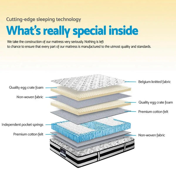 Giselle Bedding Rumba Tight Top Pocket Spring Mattress 24cm Thick Double Giselle