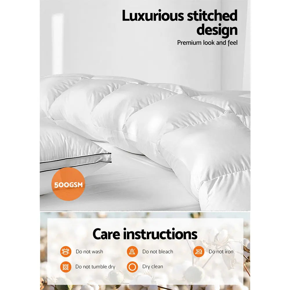 Giselle Bedding Super King 500GSM Goose Down Feather Quilt Deals499