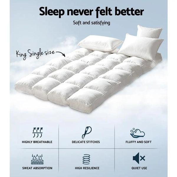 Giselle King Single Mattress Topper Bamboo Fibre Pillowtop Protector Giselle