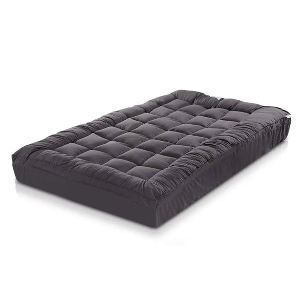 Giselle Single Mattress Topper Pillowtop 1000GSM Charcoal Microfibre Bamboo Fibre Filling Protector Giselle