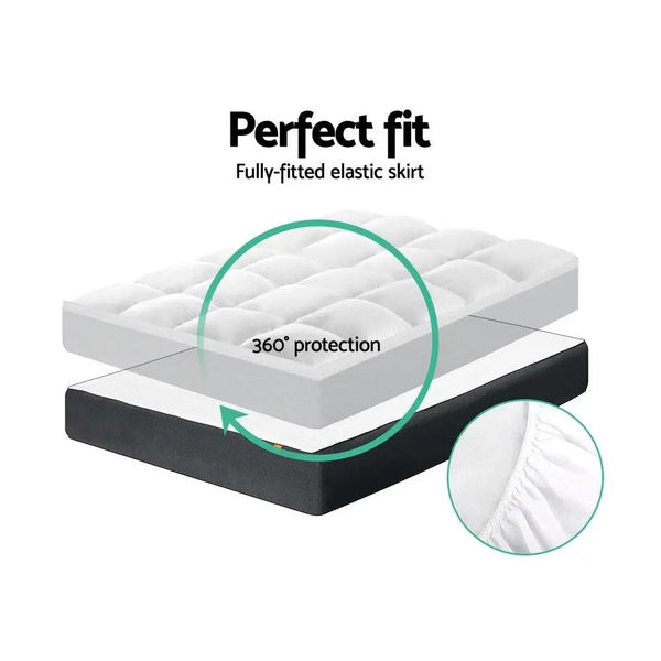 Giselle Single Mattress Topper Pillowtop 1000GSM Microfibre Filling Protector Giselle