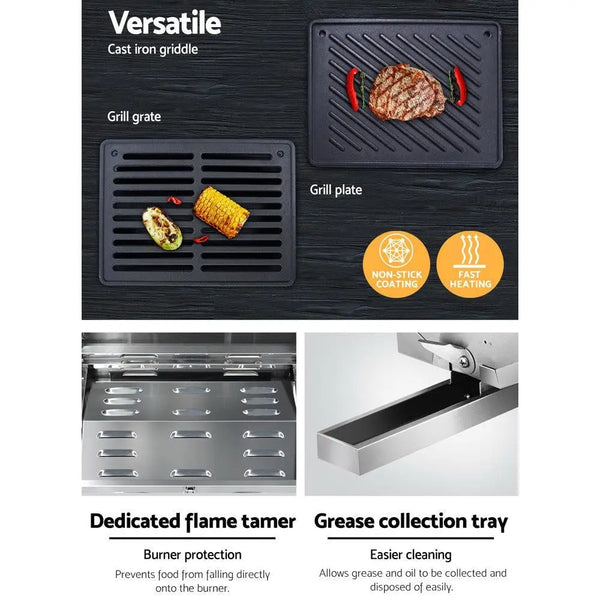 Grillz Portable Gas BBQ LPG Oven Camping Cooker Grill 2 Burners Stove Outdoor Deals499