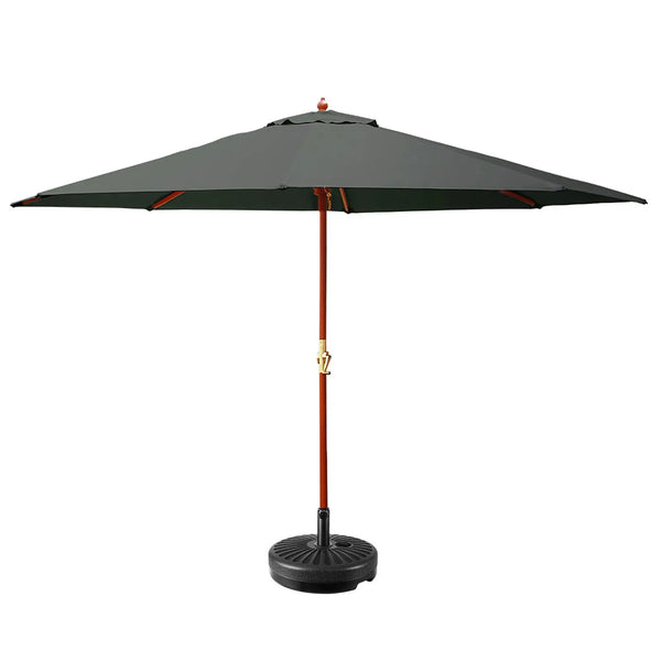 Instahut Outdoor Umbrella Pole Umbrellas 3M W/ Base Garden Stand Deck Charcoal Deals499