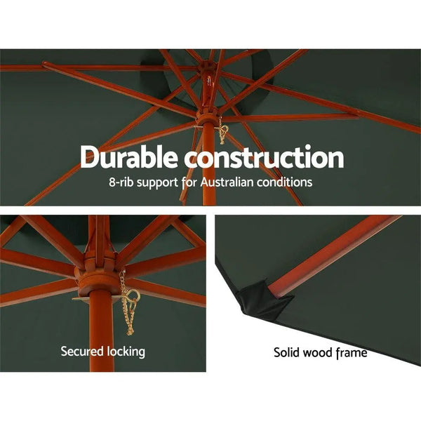 Instahut Outdoor Umbrella Pole Umbrellas 3M W/ Base Garden Stand Deck Charcoal Deals499