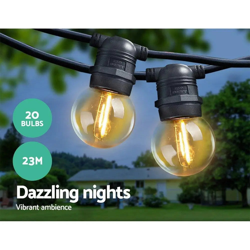 Jingle Jollys 23m LED Festoon String Lights 20 Bulbs Kits Wedding Party Christmas G45 Deals499