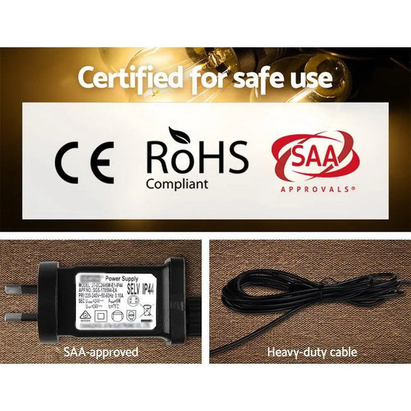 Jingle Jollys 41m LED Festoon String Lights 40 Bulbs Kits Wedding Party Christmas S14 Deals499