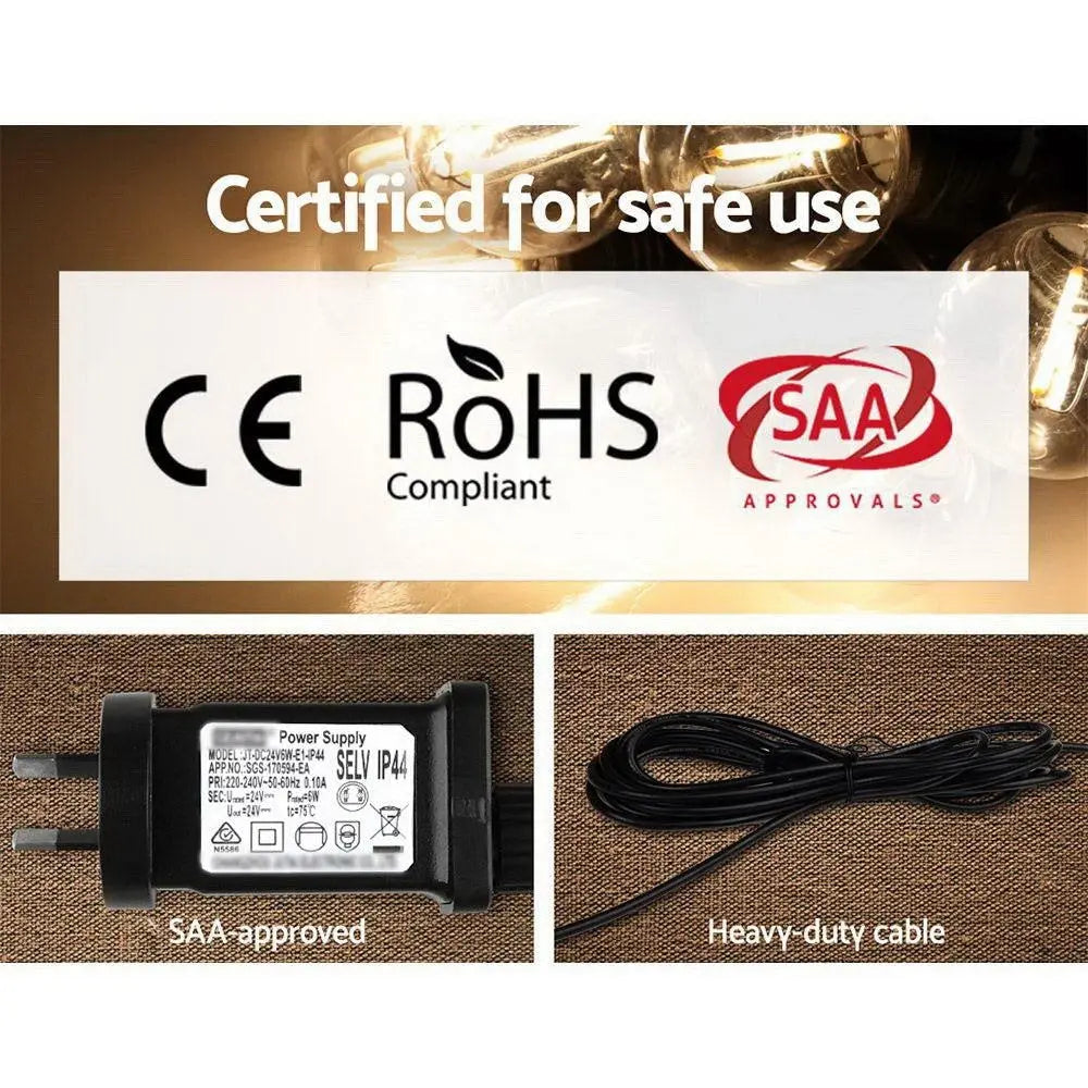 Jingle Jollys 50m LED Festoon String Lights 50 Bulbs Kits Wedding Party Christmas G45 Deals499