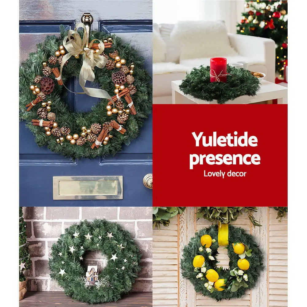 Jingle Jollys Christmas Wreath 60cm Xmas Tree Decoration Green Deals499