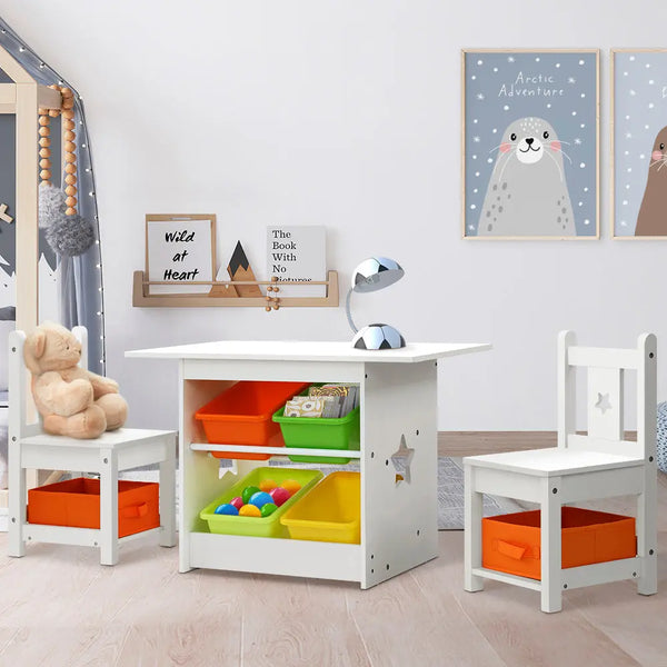 Keezi 3 PCS Kids Table and Chairs Set Children Furniture Play Toys Storage Box Deals499