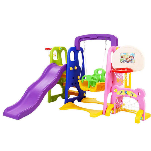 Keezi Kids 7-in-1 Slide Swing with Basketball Hoop Toddler Outdoor Indoor Play Deals499